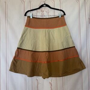 DKNY Boho Midi Skirt Brown Multicolor Women's Size 10